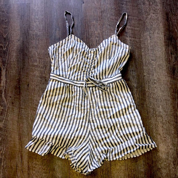 American Eagle Outfitters Striped Ruffle Romper - Picture 2 of 2